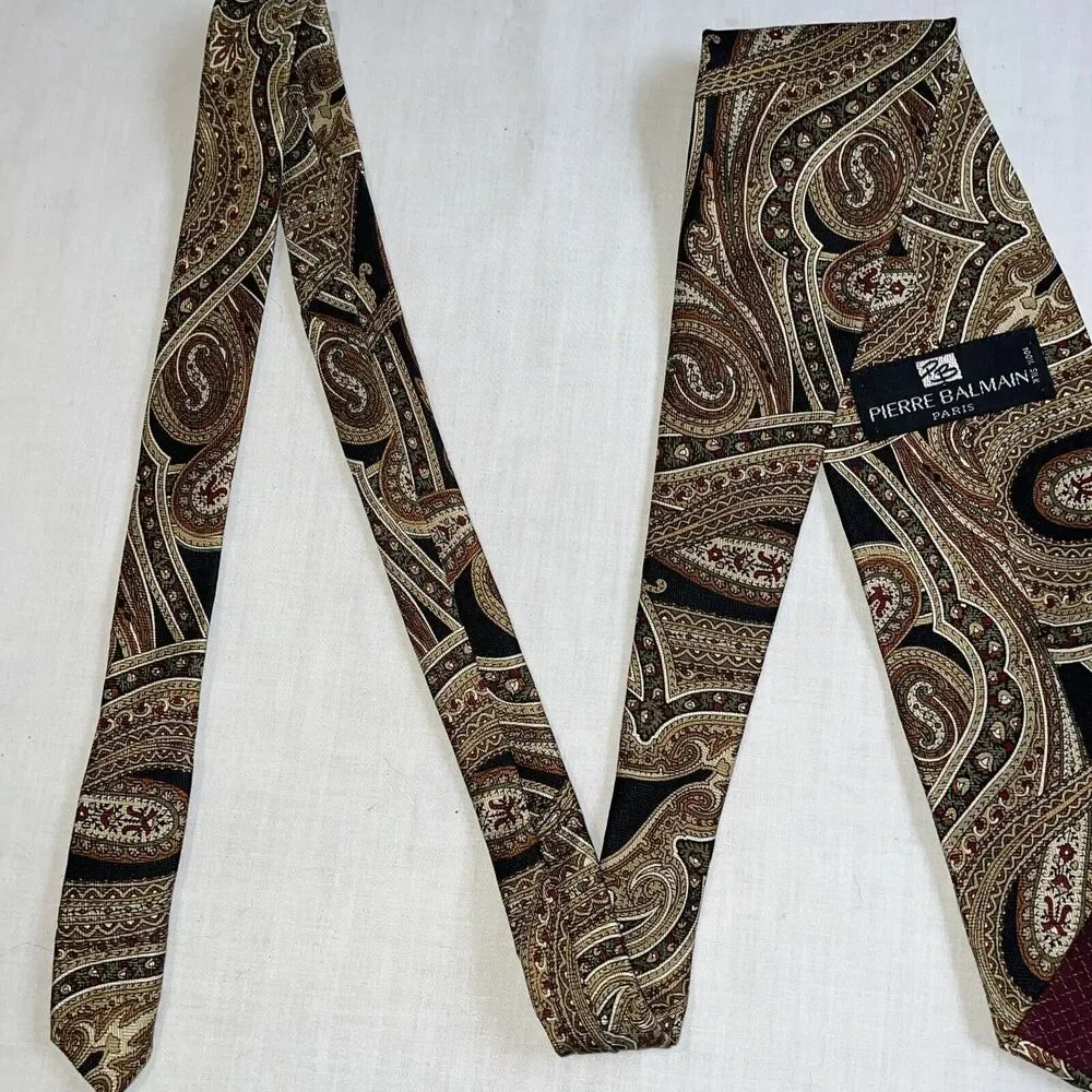 Pierre Balmain Men’s Dress Tie Size 56” Gold Paisley Business Formal City